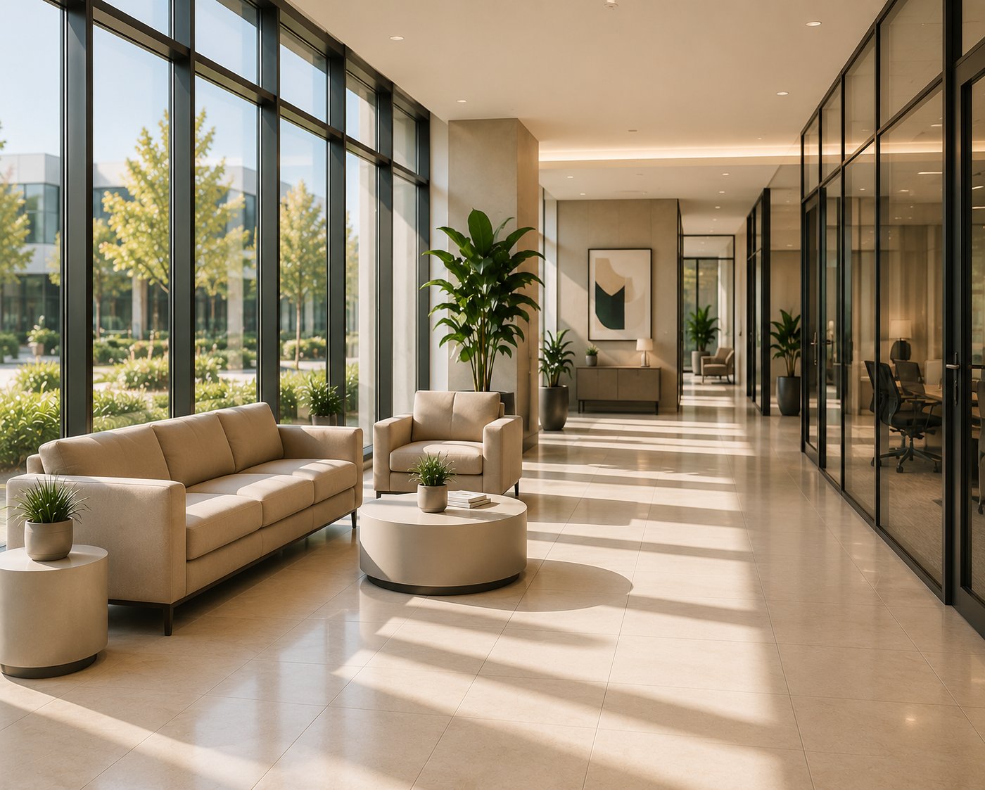 Clean professional commercial lobby